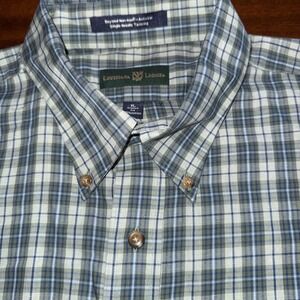 Louisiana Lodge Mens Shirt XL Cotton Green  Plaid Long Sleeve Button Non Iron